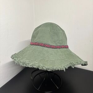 Natural Life Green Bucket Hat Women's Adjustable OSFM Frayed Outdoor Nature Core